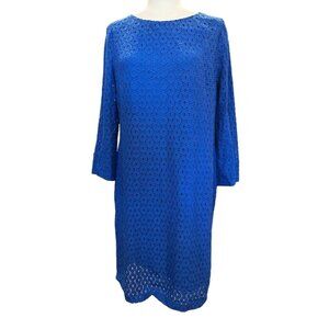 Chicos Blue Lace Long Sleeve‎ Dress Size 1 / US 8 Fully Lined